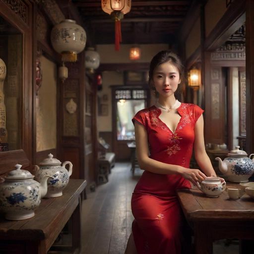老街茶肆的热闹场景