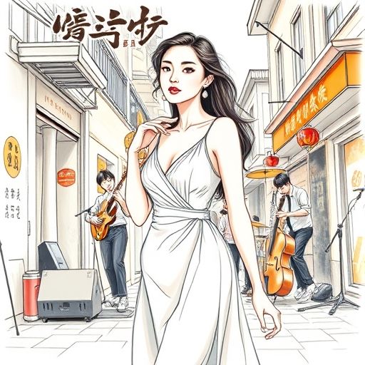 街头乐队表演，路人沉浸在音乐中