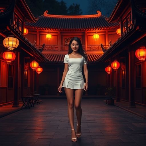 茶肆庭院的夜景，浪漫满分