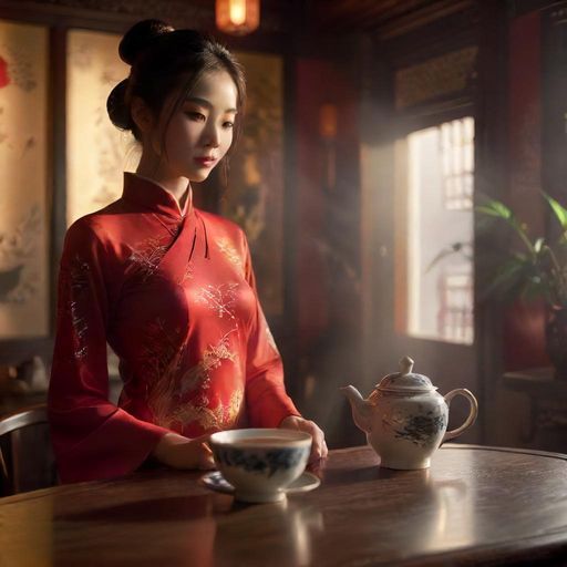 茶杯中的茶汤光影美感