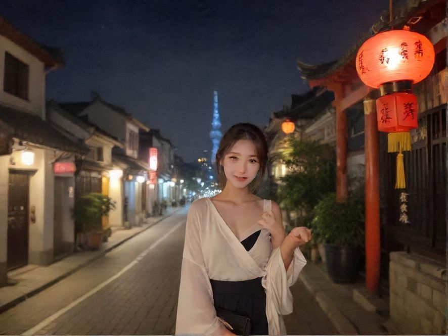 都市夜景 俯视视角 赛博朋克风格 城市天际线