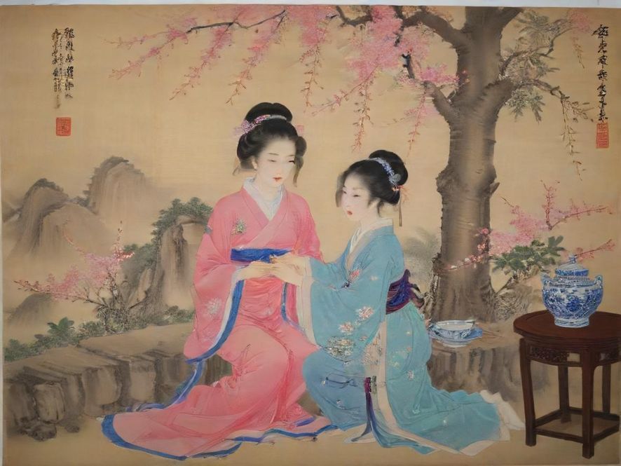 百花丛品茶上课古风茶室场景