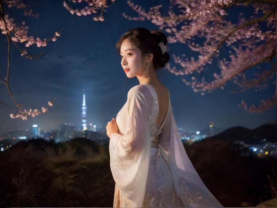 广州夜晚，霓虹灯闪烁的街道，远处可见现代化建筑，充满都市的活力与夜生活气息。