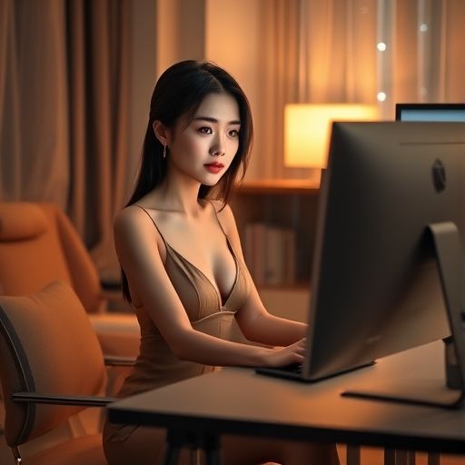 一个人在电脑前浏览论坛信息