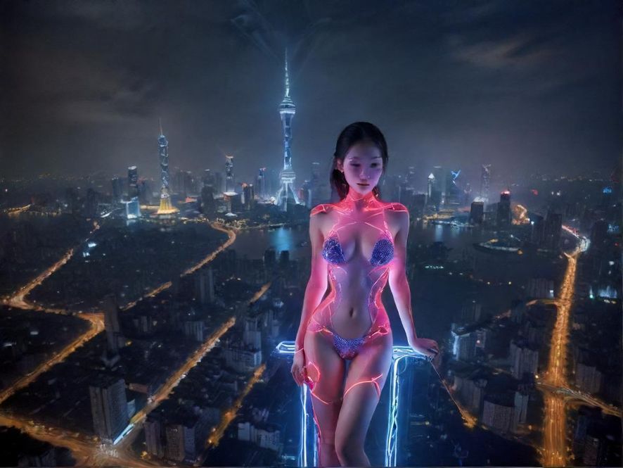 夜幕下广州城市天际线
