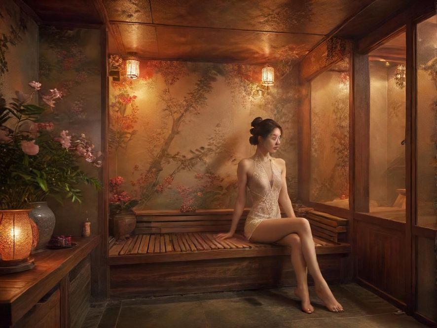 广州城中村内隐秘的茶社，灯光昏黄，氛围私密