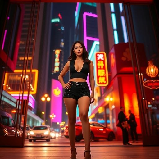 广州夜幕下的休闲场所入口