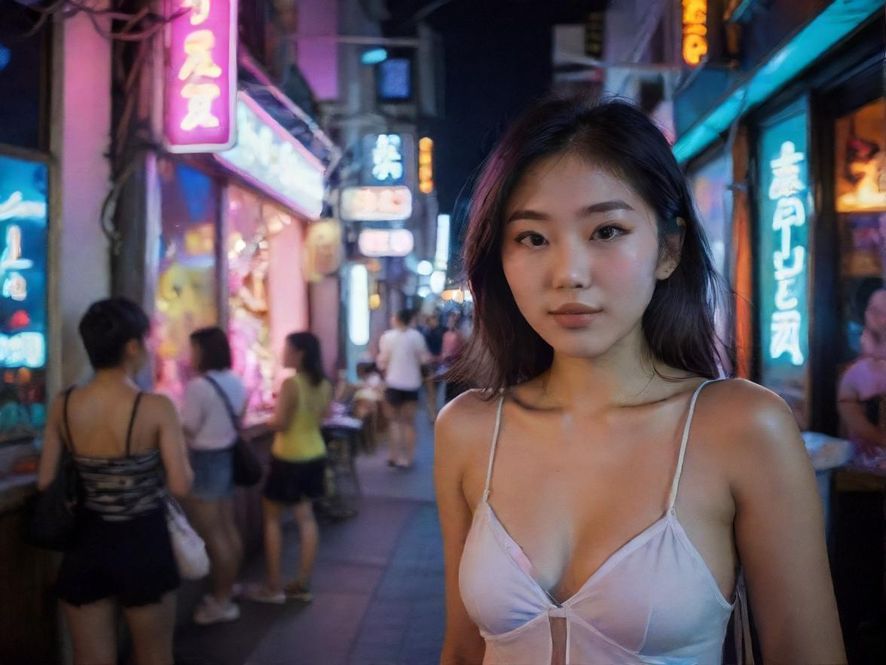 繁华都市的夜晚，街道上霓虹灯闪烁，人群熙熙攘攘，充满了现代都市的活力与动感。
