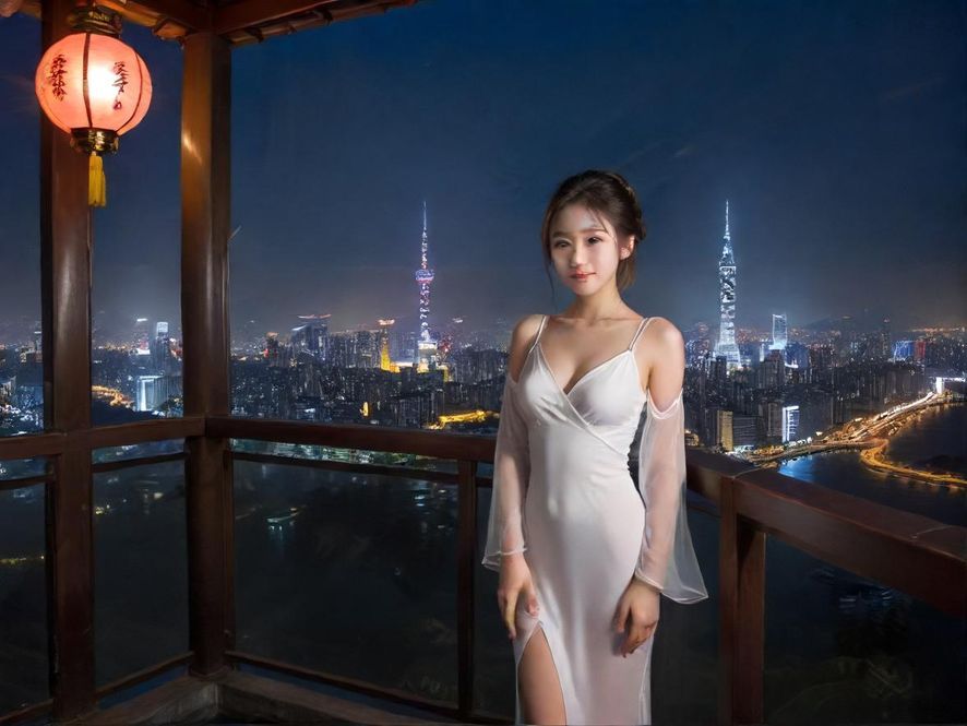 广州某夜场入口，灯光璀璨，充满都市感