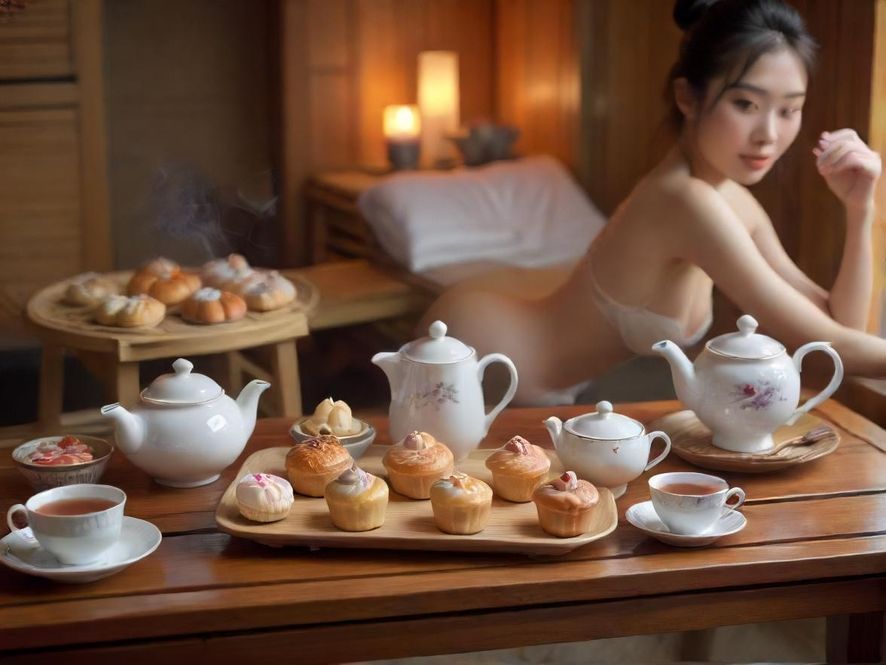 桑拿休息区的精致茶点