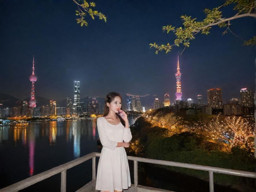 广州夜色下的休闲会所入口，灯光璀璨，充满都市魅力