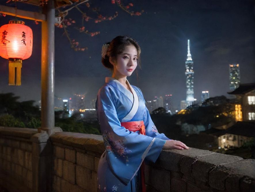 都市夜色下的霓虹灯火