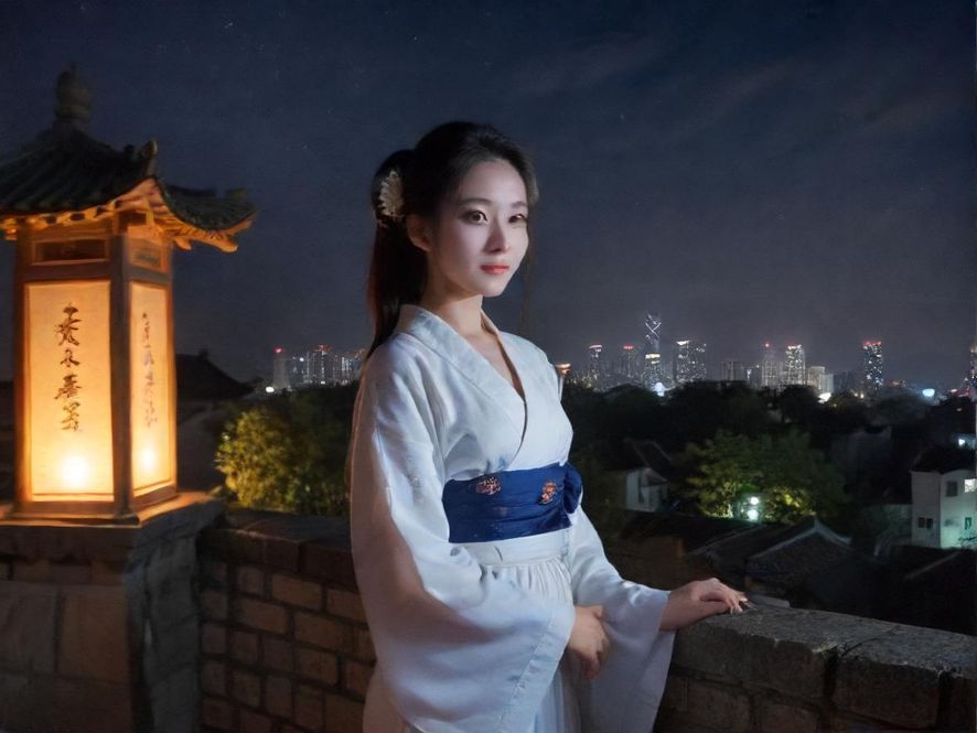 城市夜景中的夜场会所，灯火辉煌