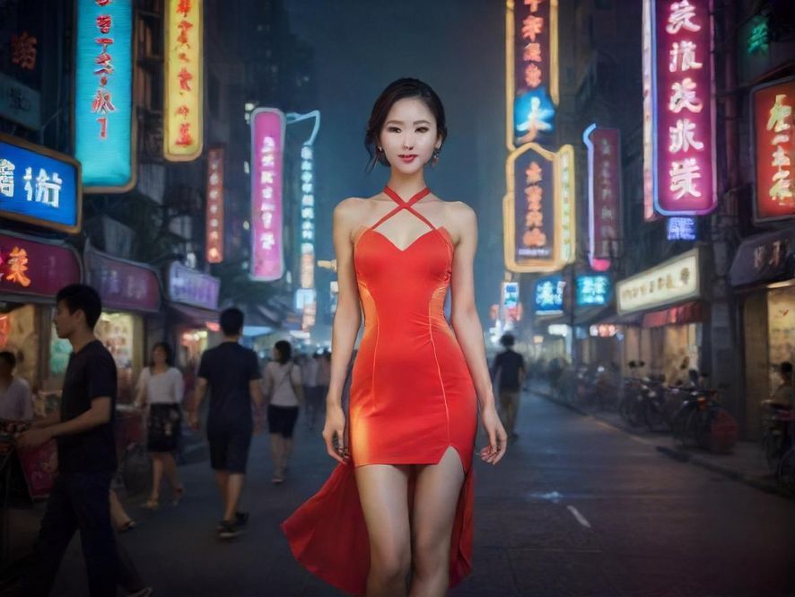 广州夜景繁华街头