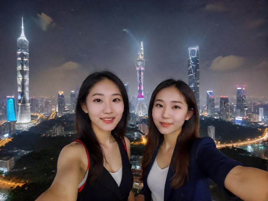 广州天河95.98夜景街头风光