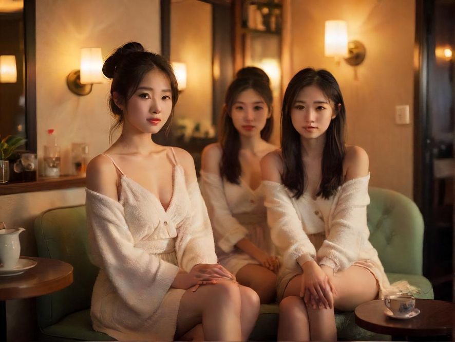 在温馨的茶室里，一位女士正享受着品茗的悠闲时光，柔和的光线洒落在她身上，营造出舒适宁静的氛围。