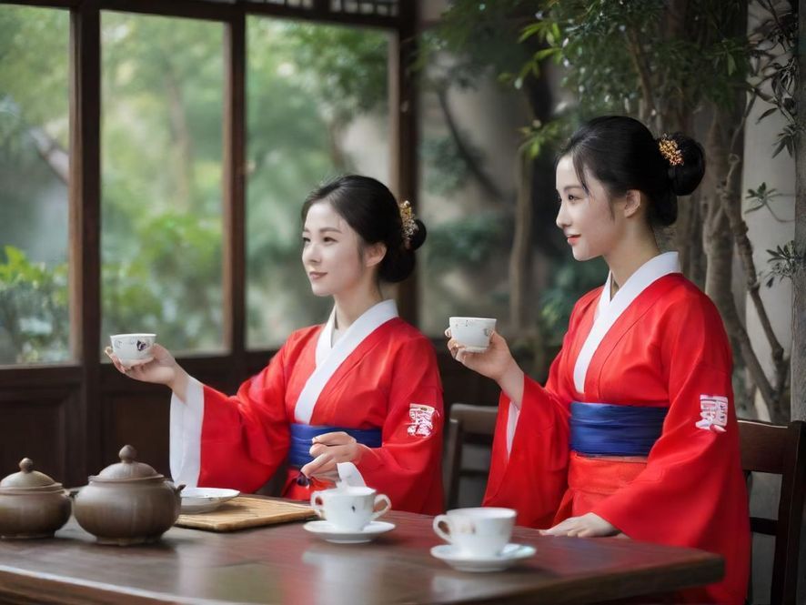 私密会所里的精致茶具陈设