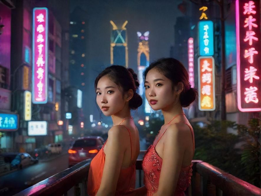广州夜生活街头霓虹夜景