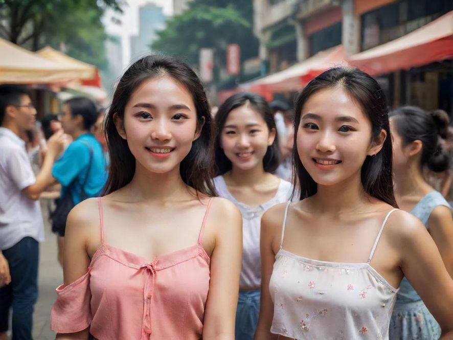 一群广州年轻人在创意市集上开心地交流互动，充满活力
