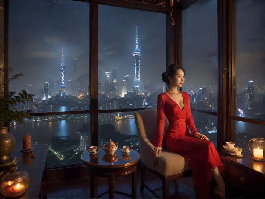 广州某私密茶室夜景包间