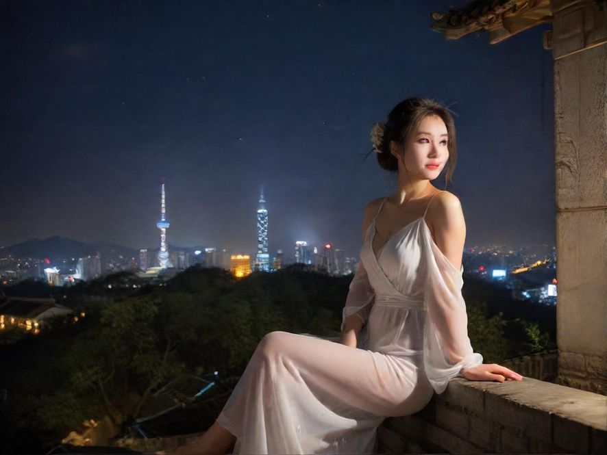 白云区夜场环境 全景视角 写实照片 夜色背景