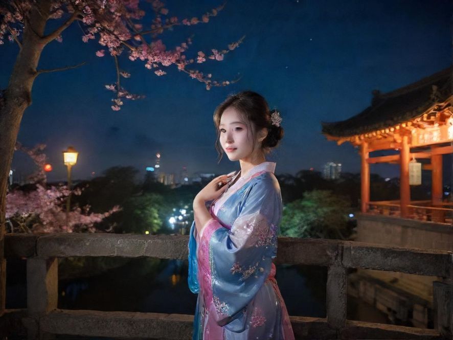 广州夜色下的城市景观，灯火辉煌，充满活力