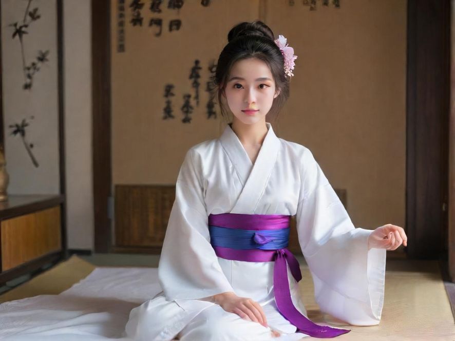 桑拿房内蒸汽弥漫，温暖舒适灯光，亚洲女性放松享受，室内木质结构