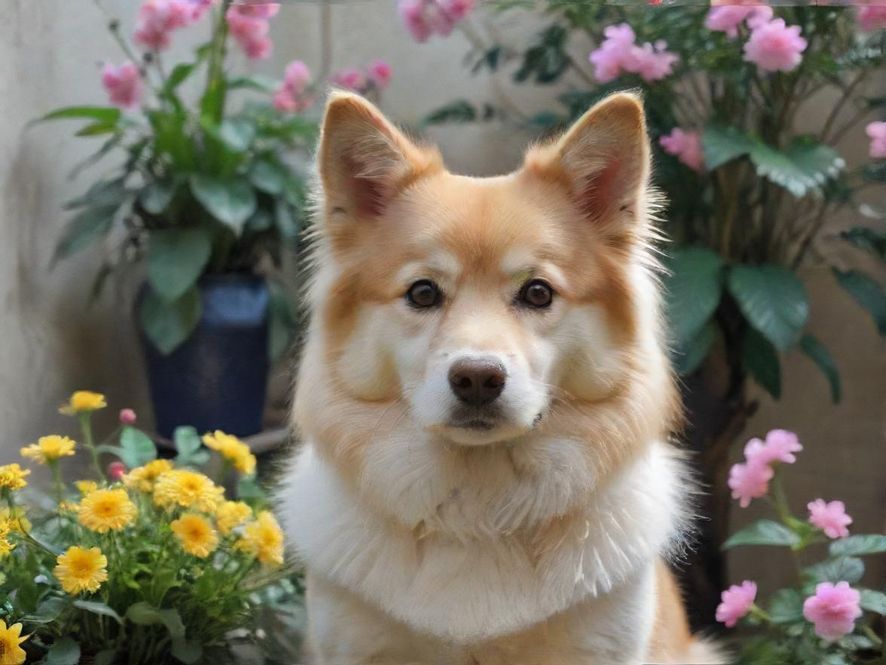 犬马之家百花qm庭院花朵环绕