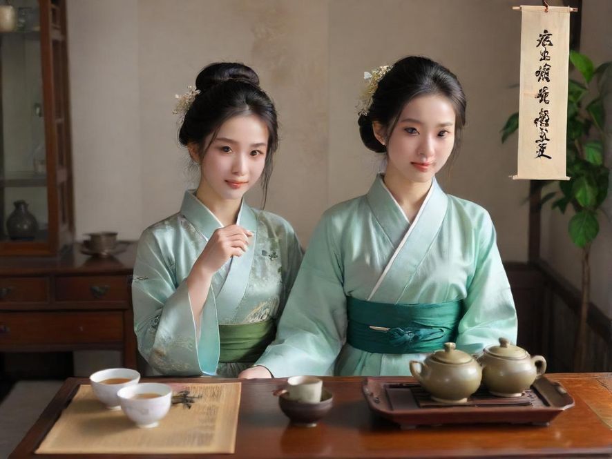 一位广州女子在传统茶楼中品茶,展现优雅与从容