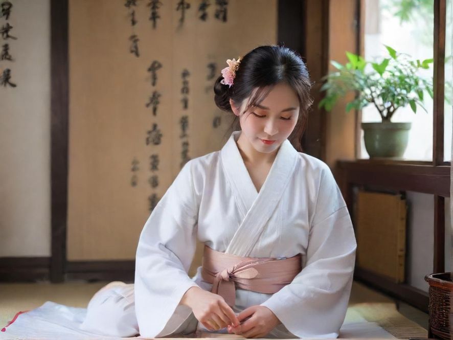 一位在深圳雅致茶室中享受私密喝茶时光的女性,光线柔和,氛围宁静。